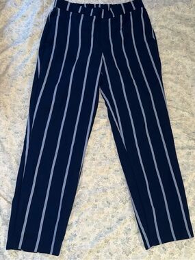 Old Navy Navy and White Striped Pull-On Pants